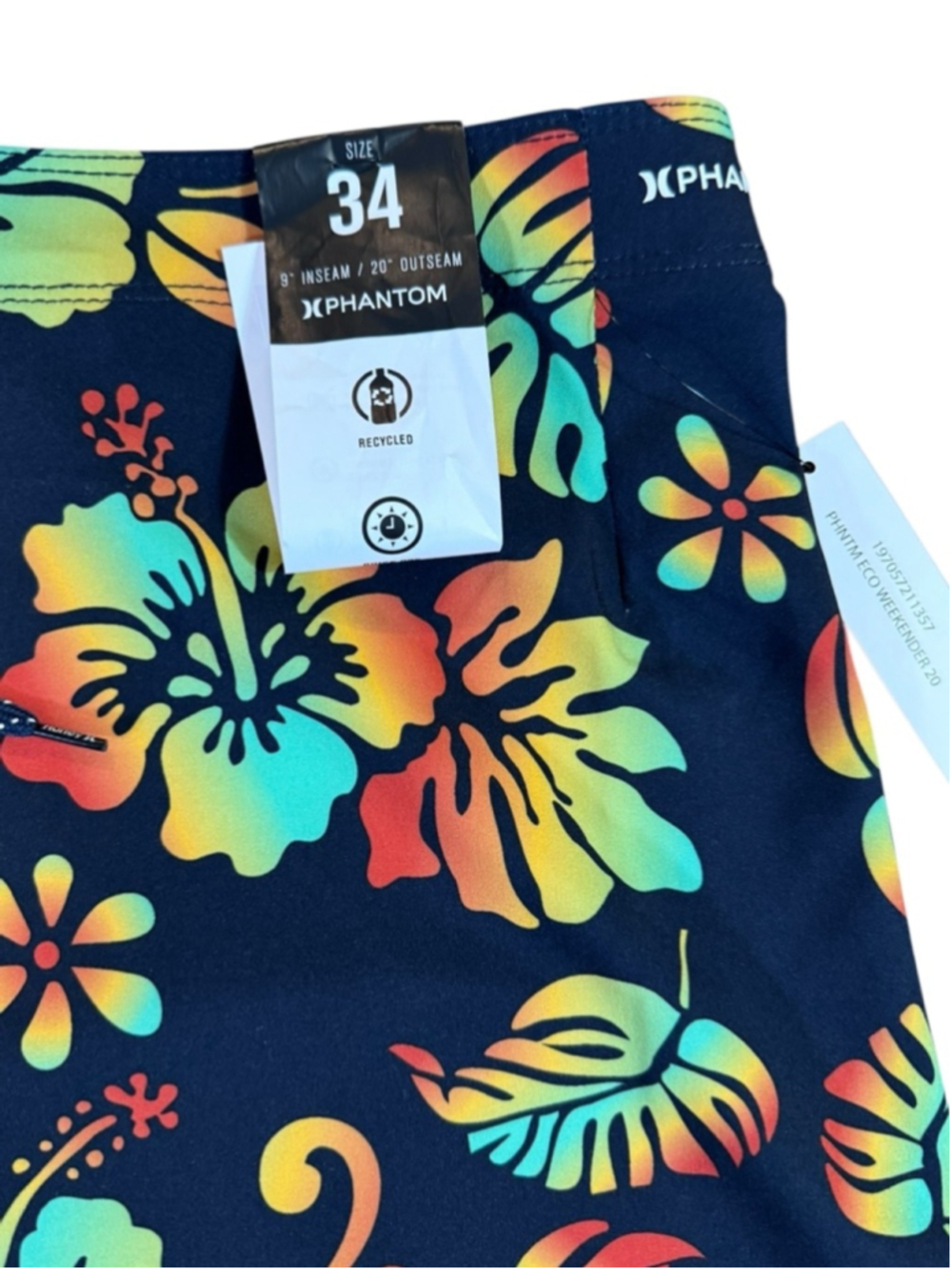 Men's Hurley phantom Swim Trunks Size 34 Black Multi-color Floral - Picture 3 of 4